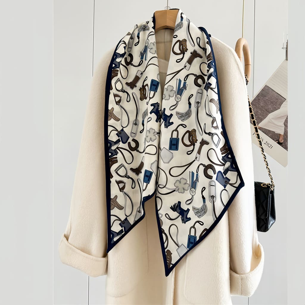 MaraSilk Pure Mulberry Silk-Wool Scarf - Ribbon MS814