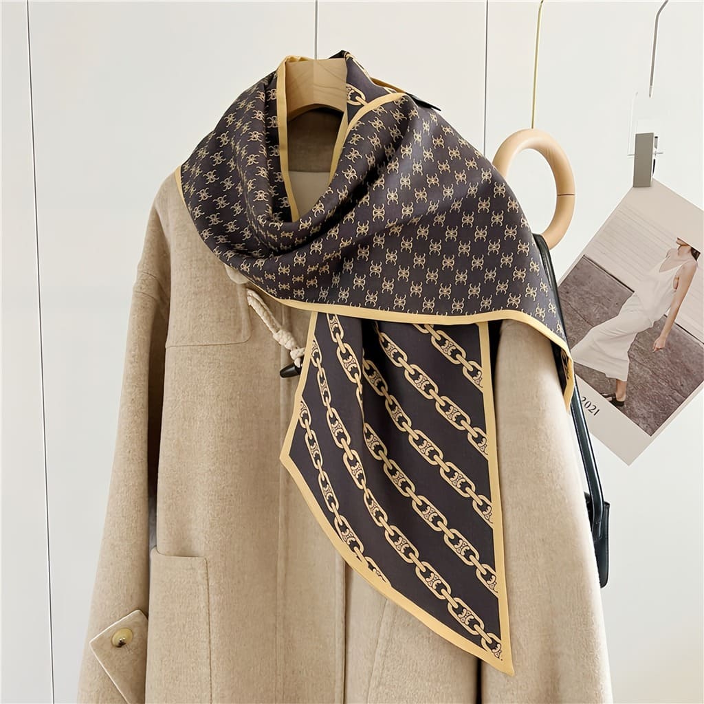 MaraSilk Pure Mulberry Silk-Wool Scarf - Ribbon MS814