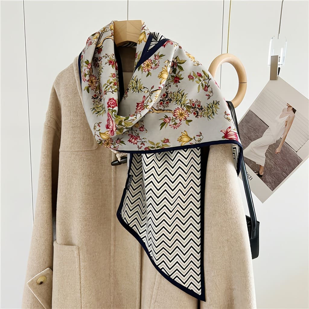 MaraSilk Pure Mulberry Silk-Wool Scarf - Ribbon MS814