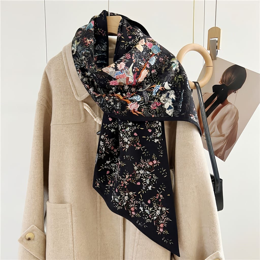 MaraSilk Pure Mulberry Silk-Wool Scarf - Ribbon MS814