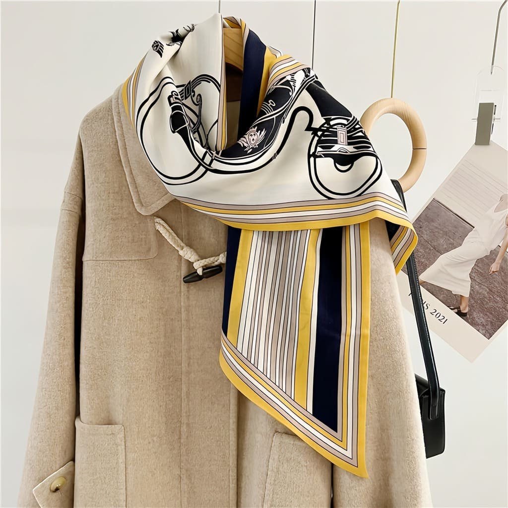 MaraSilk Pure Mulberry Silk-Wool Scarf - Ribbon MS814