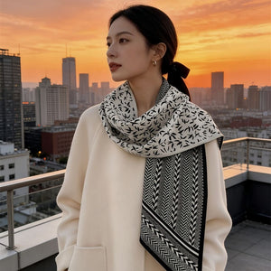 MaraSilk Pure Mulberry Silk-Wool Scarf - Ribbon MS814