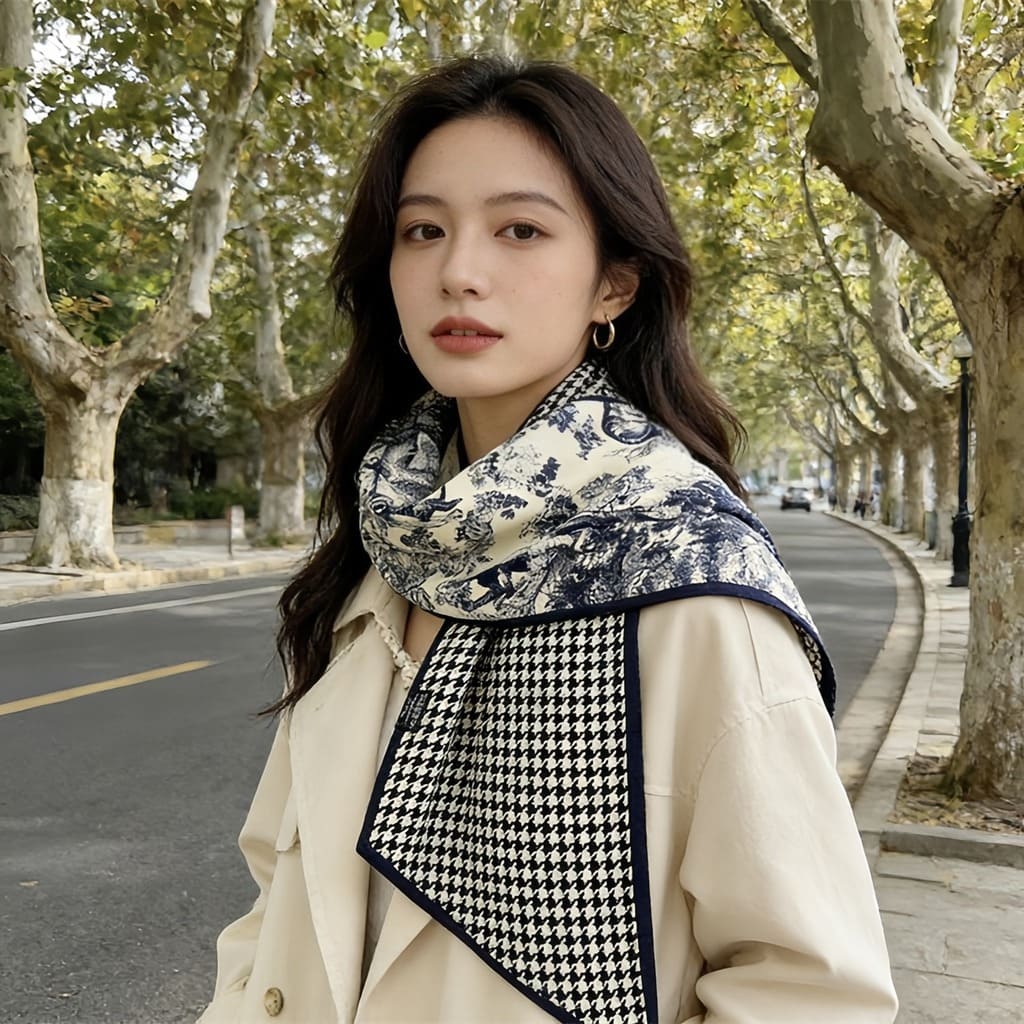 MaraSilk Pure Mulberry Silk-Wool Scarf - Ribbon MS814