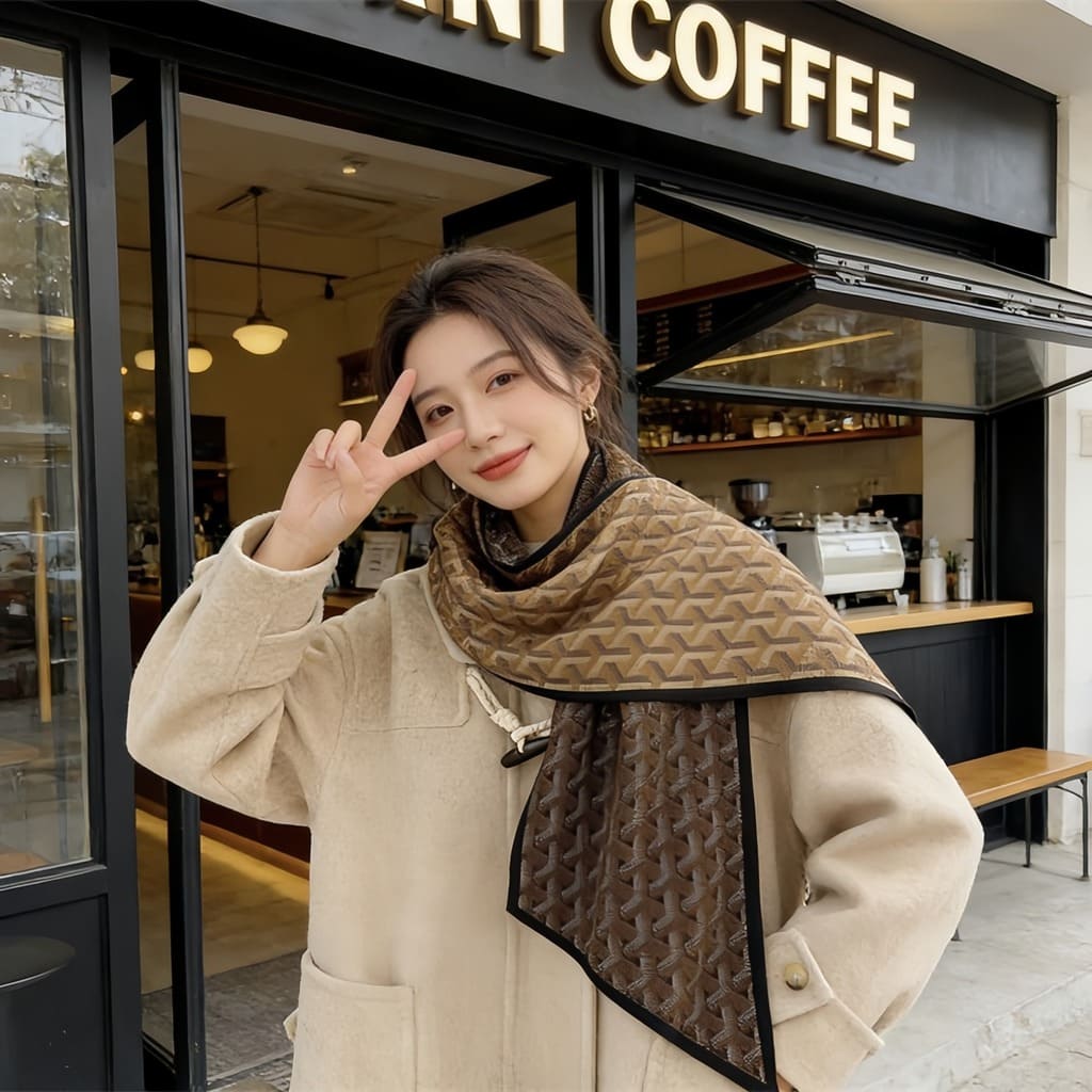 MaraSilk Pure Mulberry Silk-Wool Scarf - Ribbon MS814