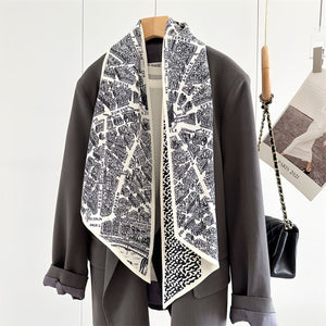 MaraSilk Pure Mulberry Silk-Wool Scarf - Ribbon MS814