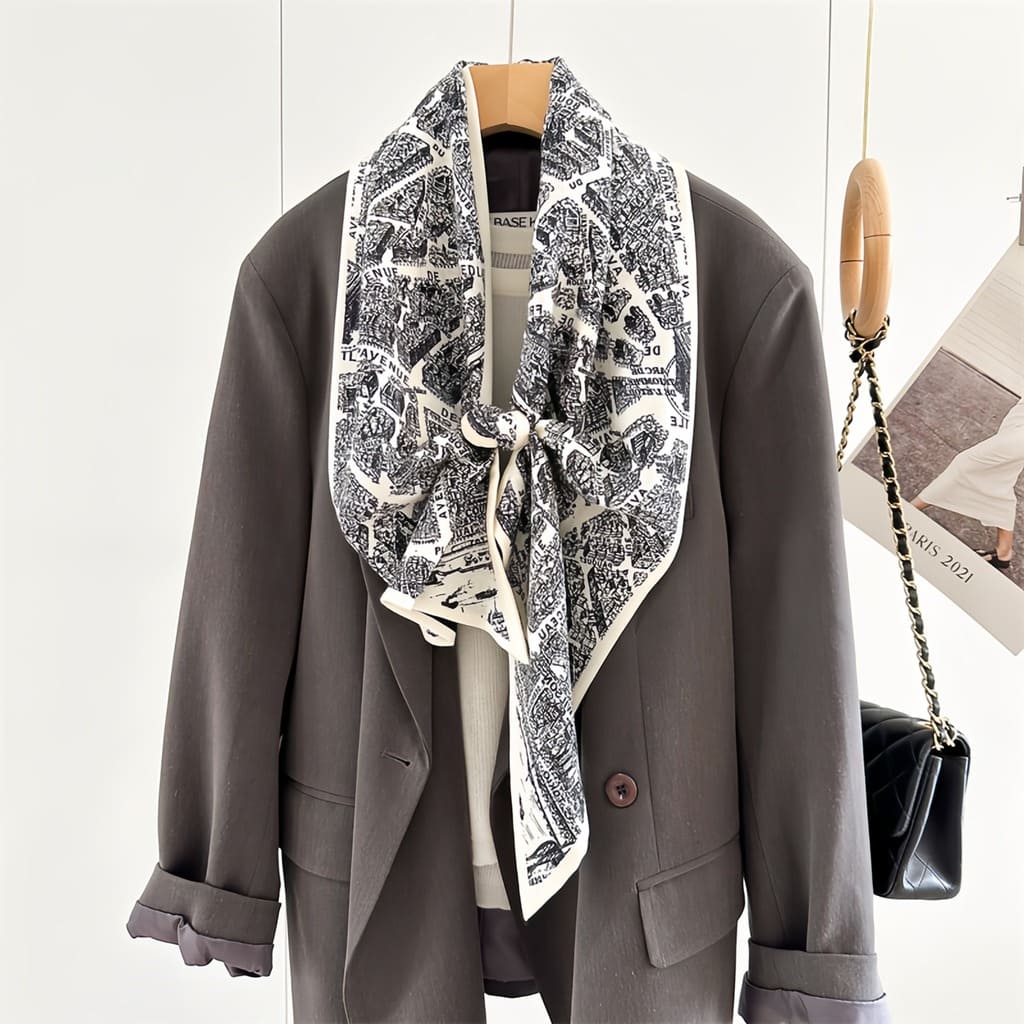 MaraSilk Pure Mulberry Silk-Wool Scarf - Ribbon MS814