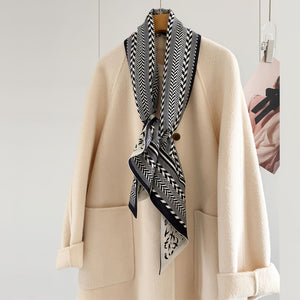 MaraSilk Pure Mulberry Silk-Wool Scarf - Ribbon MS814