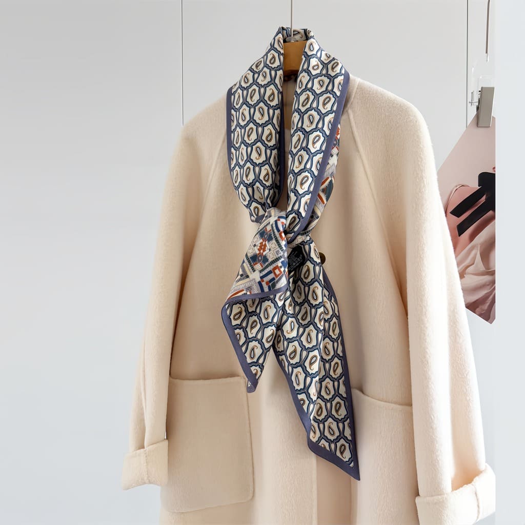 MaraSilk Pure Mulberry Silk-Wool Scarf - Ribbon MS814