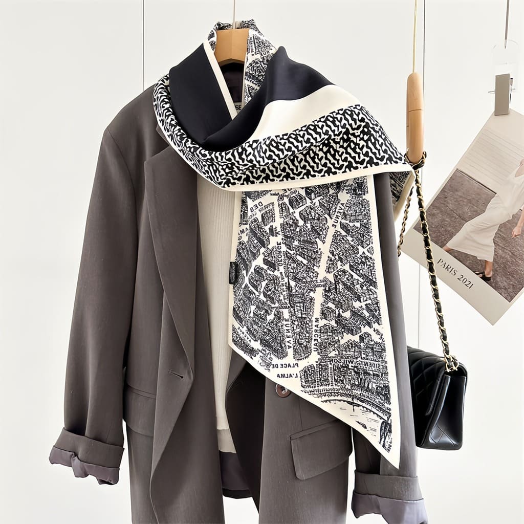 MaraSilk Pure Mulberry Silk-Wool Scarf - Ribbon MS814 57" x 10" MS81405