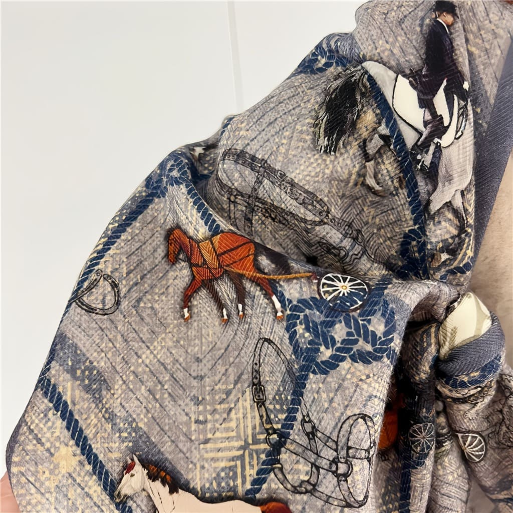 MaraSilk Pure Mulberry Silk-Wool Scarf - Ribbon MS814