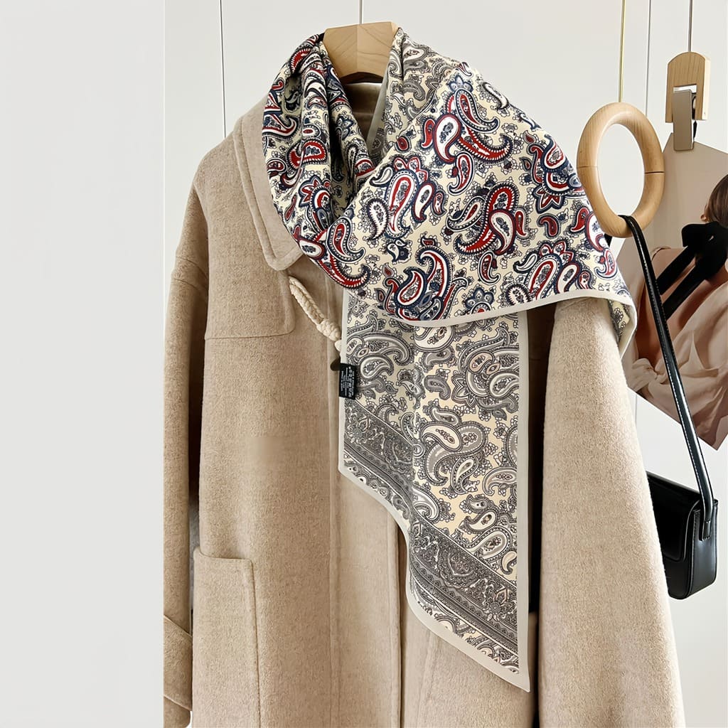 MaraSilk Pure Mulberry Silk-Wool Scarf - Ribbon MS814