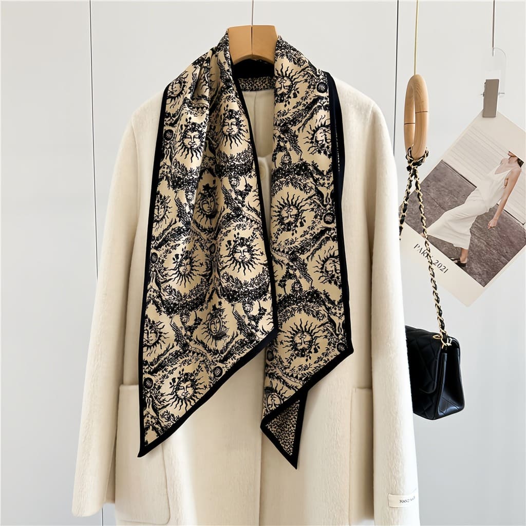 MaraSilk Pure Mulberry Silk-Wool Scarf - Ribbon MS814