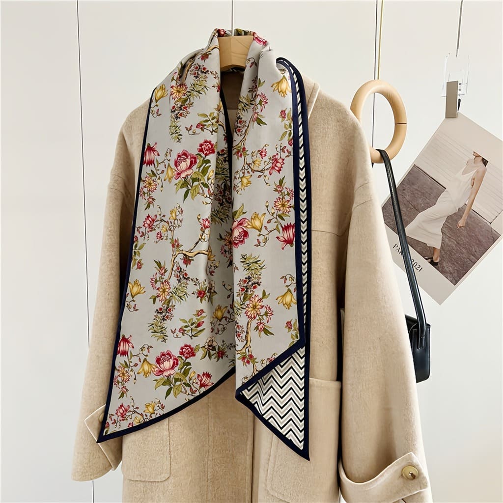 MaraSilk Pure Mulberry Silk-Wool Scarf - Ribbon MS814