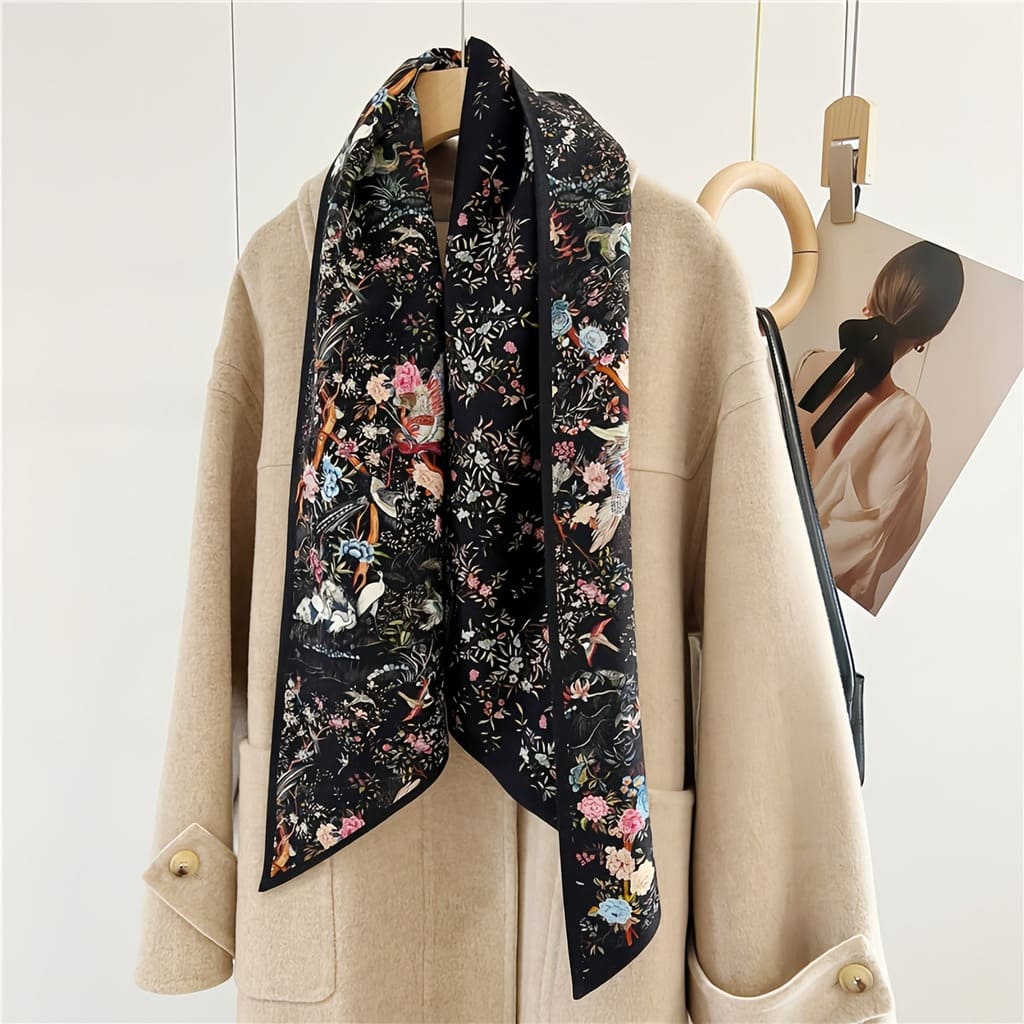 MaraSilk Pure Mulberry Silk-Wool Scarf - Ribbon MS814