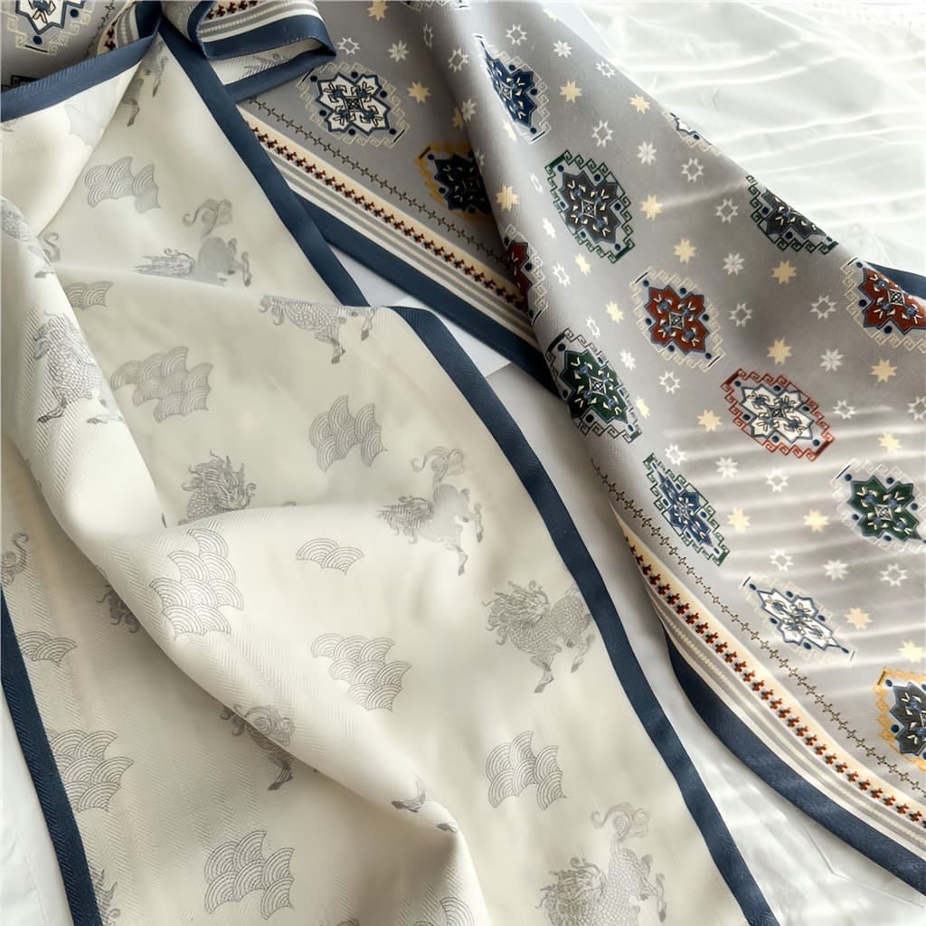 MaraSilk Pure Mulberry Silk-Wool Scarf - Ribbon MS815