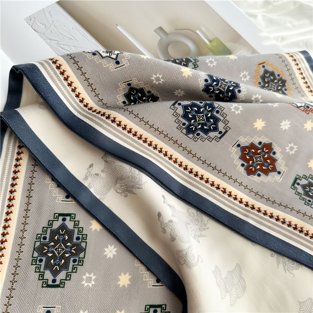 MaraSilk Pure Mulberry Silk-Wool Scarf - Ribbon MS815