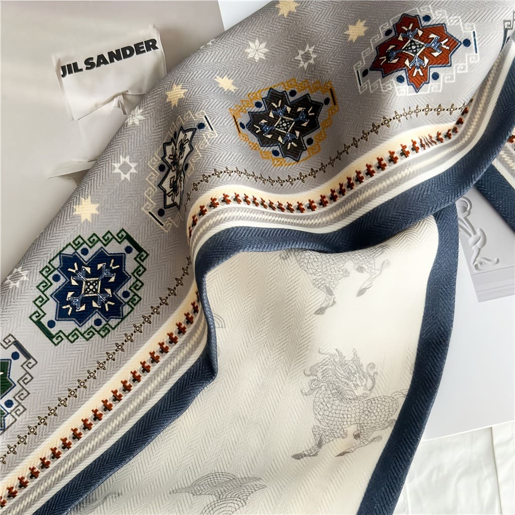 MaraSilk Pure Mulberry Silk-Wool Scarf - Ribbon MS815