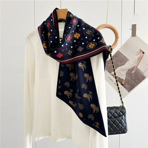 MaraSilk Pure Mulberry Silk-Wool Scarf - Ribbon MS815