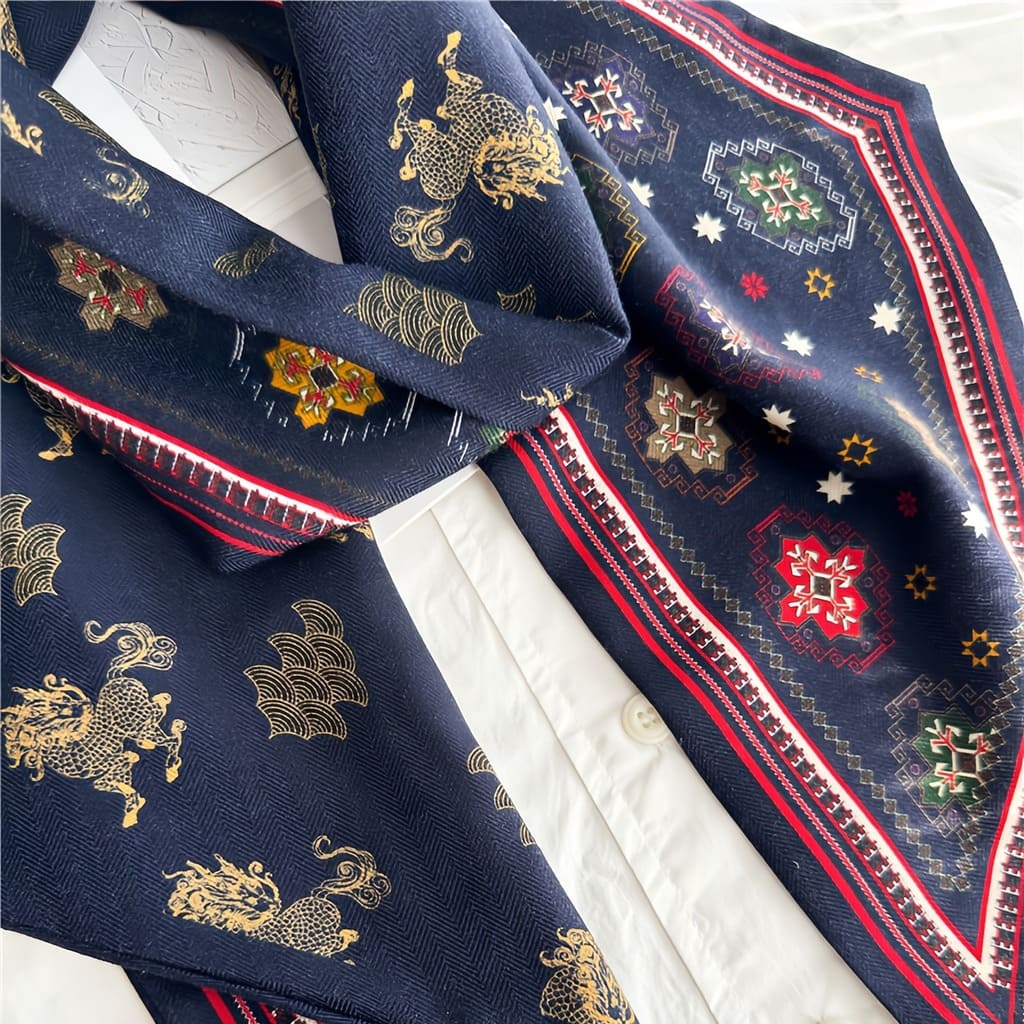 MaraSilk Pure Mulberry Silk-Wool Scarf - Ribbon MS815