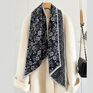 MaraSilk Pure Mulberry Silk-Wool Scarf - Ribbon MS815