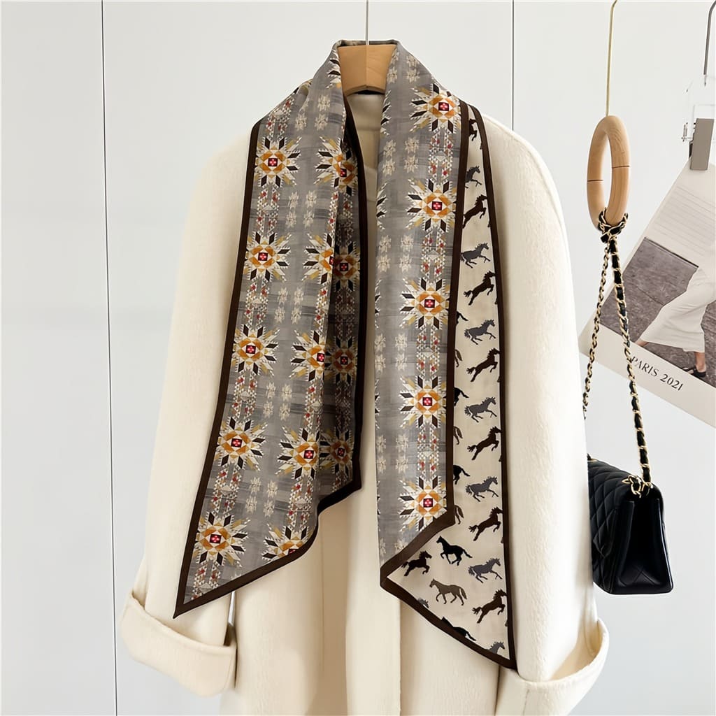 MaraSilk Pure Mulberry Silk-Wool Scarf - Ribbon MS815