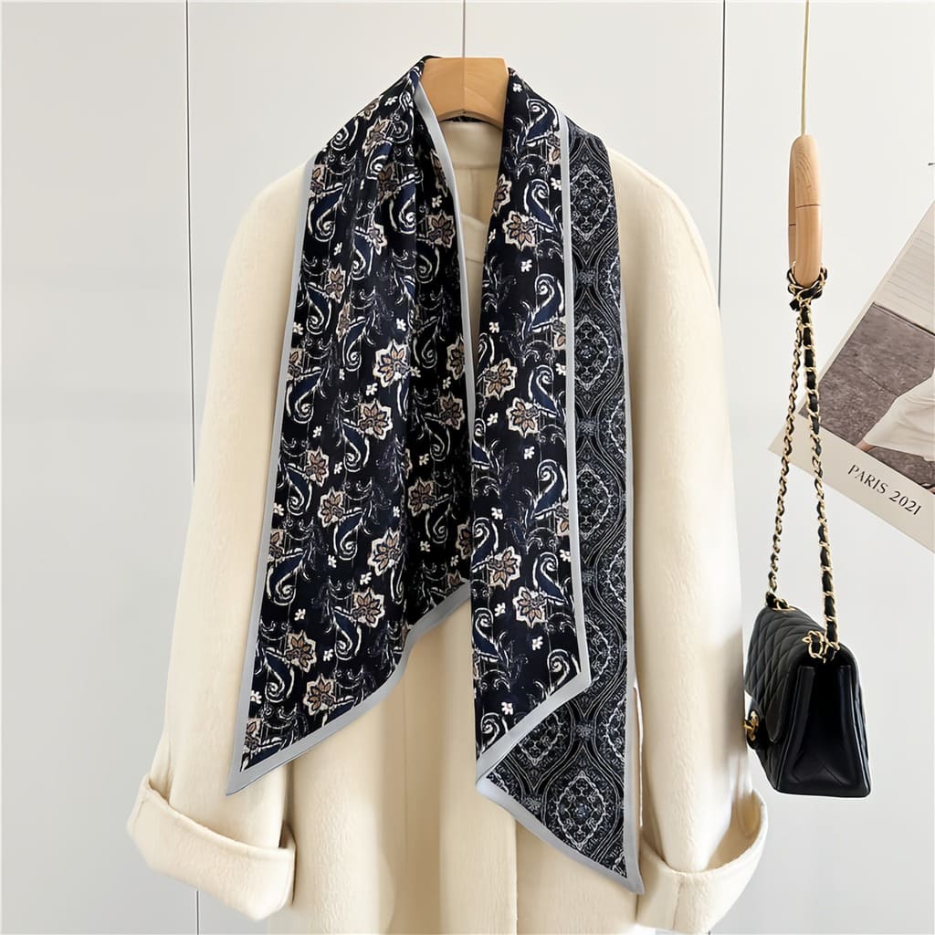 MaraSilk Pure Mulberry Silk-Wool Scarf - Ribbon MS815 57" x 10" MS81503