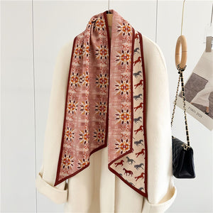 MaraSilk Pure Mulberry Silk-Wool Scarf - Ribbon MS815