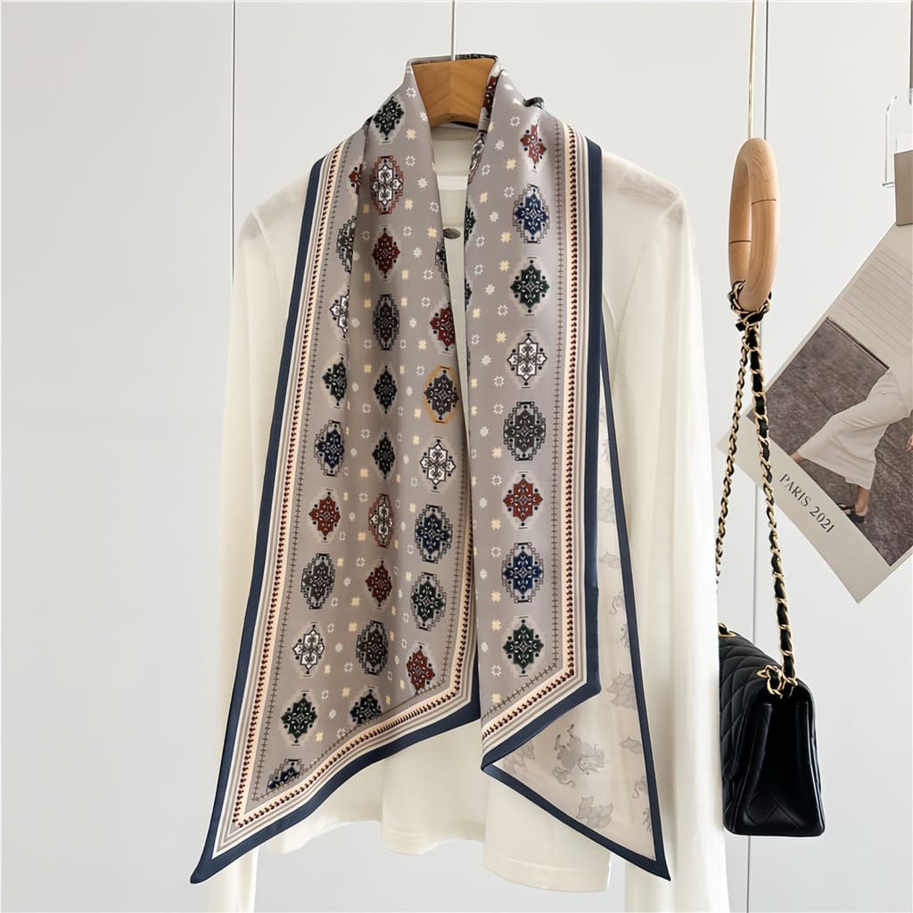 MaraSilk Pure Mulberry Silk-Wool Scarf - Ribbon MS815