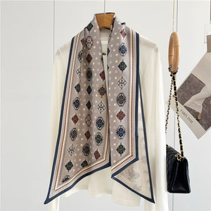 MaraSilk Pure Mulberry Silk-Wool Scarf - Ribbon MS815