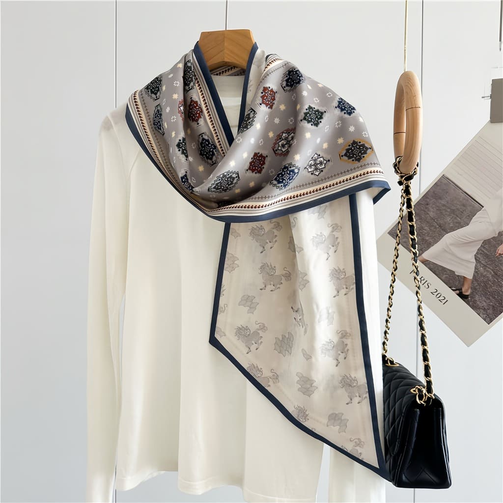 MaraSilk Pure Mulberry Silk-Wool Scarf - Ribbon MS815