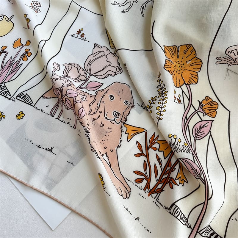 MaraSilk Pure Mulberry Silk-Wool Scarf - Square MS1025