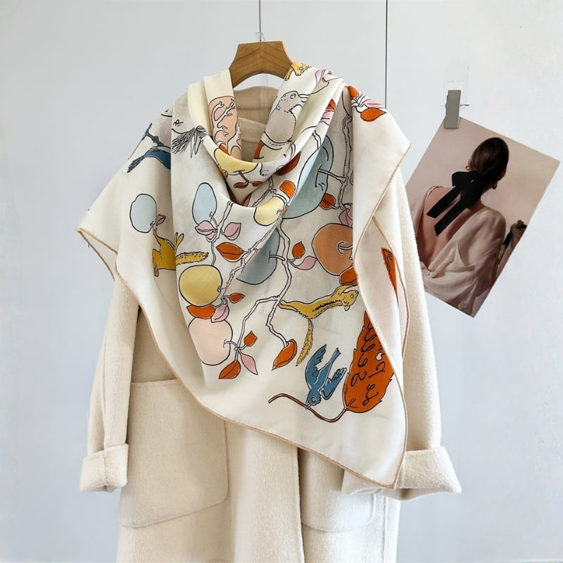 MaraSilk Pure Mulberry Silk-Wool Scarf - Square MS1025