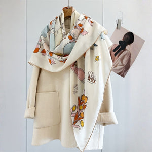 MaraSilk Pure Mulberry Silk-Wool Scarf - Square MS1025