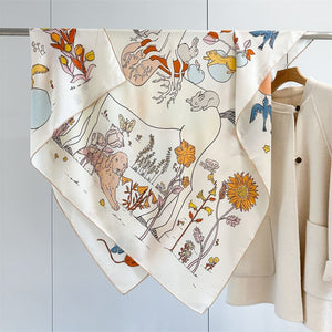 MaraSilk Pure Mulberry Silk-Wool Scarf - Square MS1025