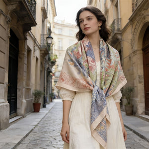 MaraSilk Pure Mulberry Silk-Wool Scarf - Square MS825