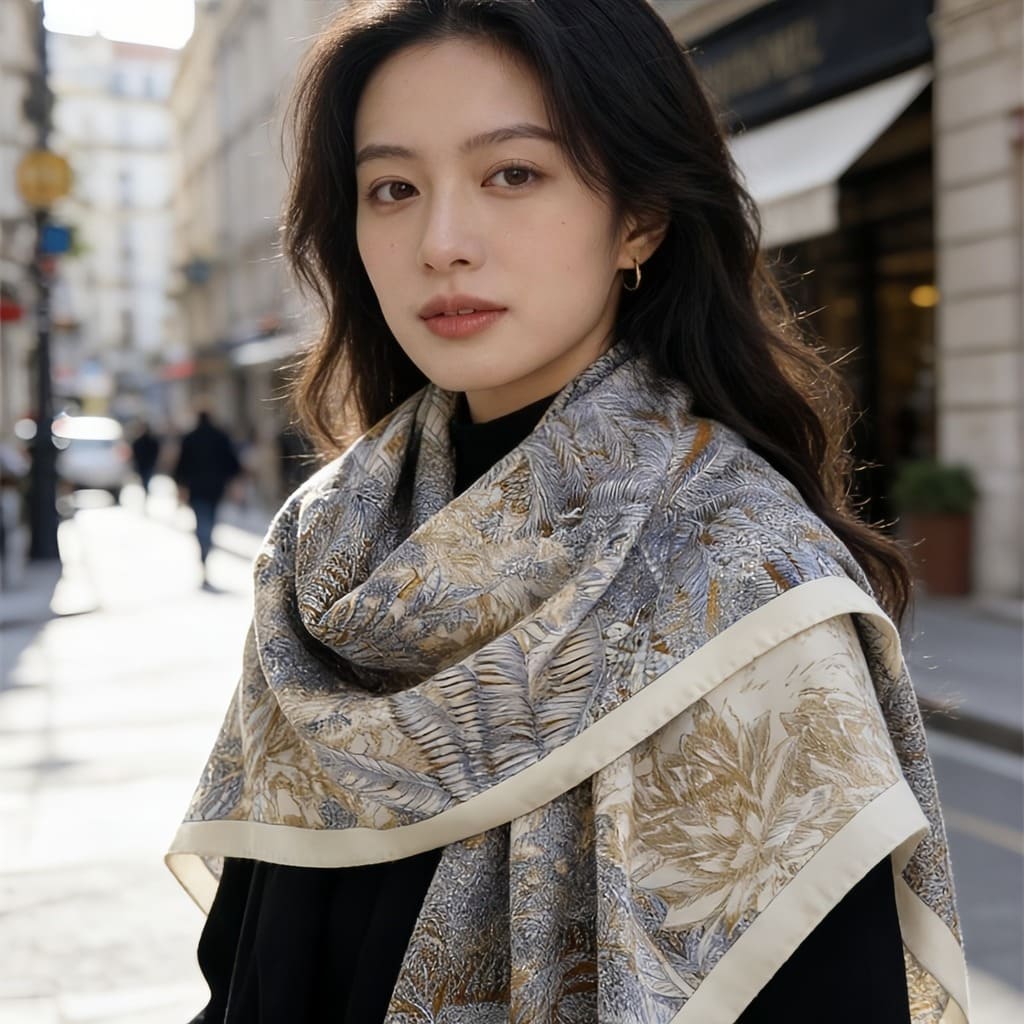 MaraSilk Pure Mulberry Silk-Wool Scarf - Square MS825