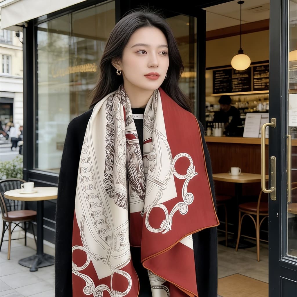 MaraSilk Pure Mulberry Silk-Wool Scarf - Square MS825