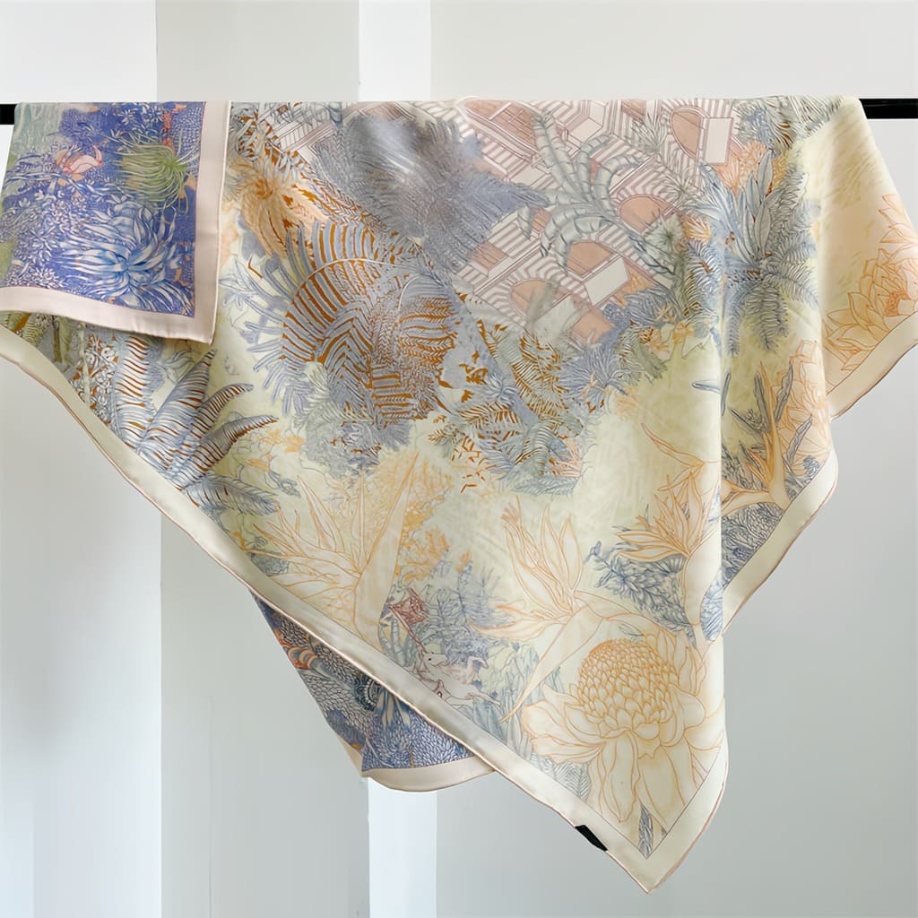 MaraSilk Pure Mulberry Silk-Wool Scarf - Square MS825