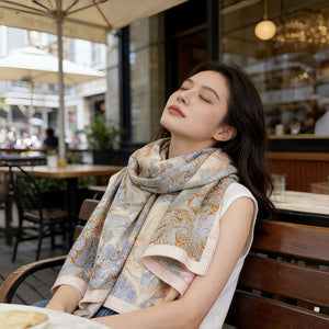 MaraSilk Pure Mulberry Silk-Wool Scarf - Square MS825