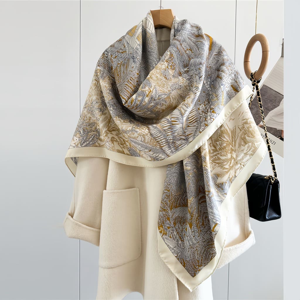 MaraSilk Pure Mulberry Silk-Wool Scarf - Square MS825