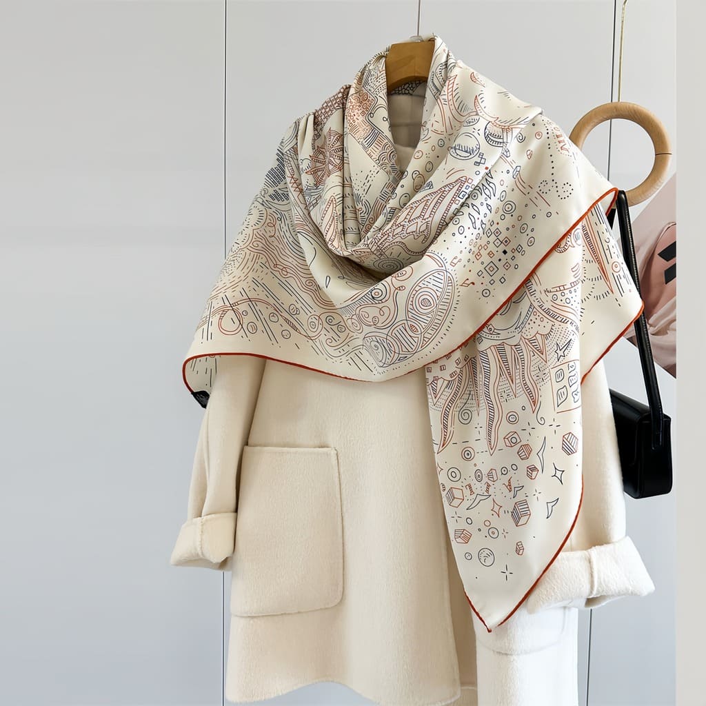 MaraSilk Pure Mulberry Silk-Wool Scarf - Square MS825