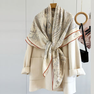 MaraSilk Pure Mulberry Silk-Wool Scarf - Square MS825