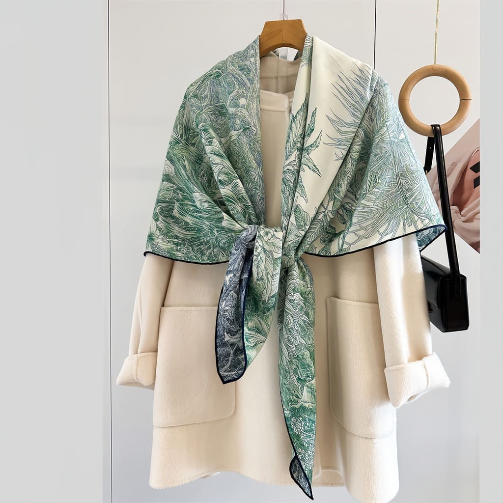 MaraSilk Pure Mulberry Silk-Wool Scarf - Square MS825