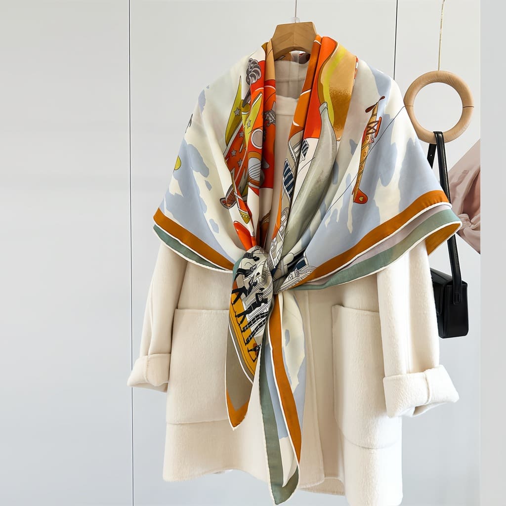 MaraSilk Pure Mulberry Silk-Wool Scarf - Square MS825