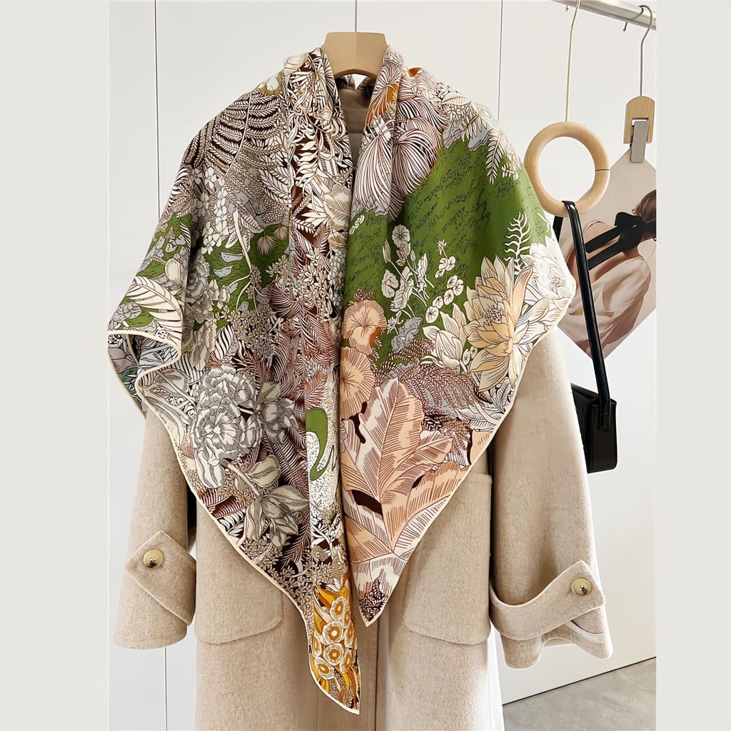 MaraSilk Pure Mulberry Silk-Wool Scarf - Square MS825