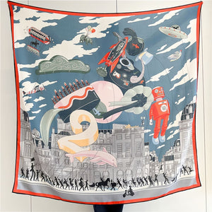 MaraSilk Pure Mulberry Silk-Wool Scarf - Square MS827