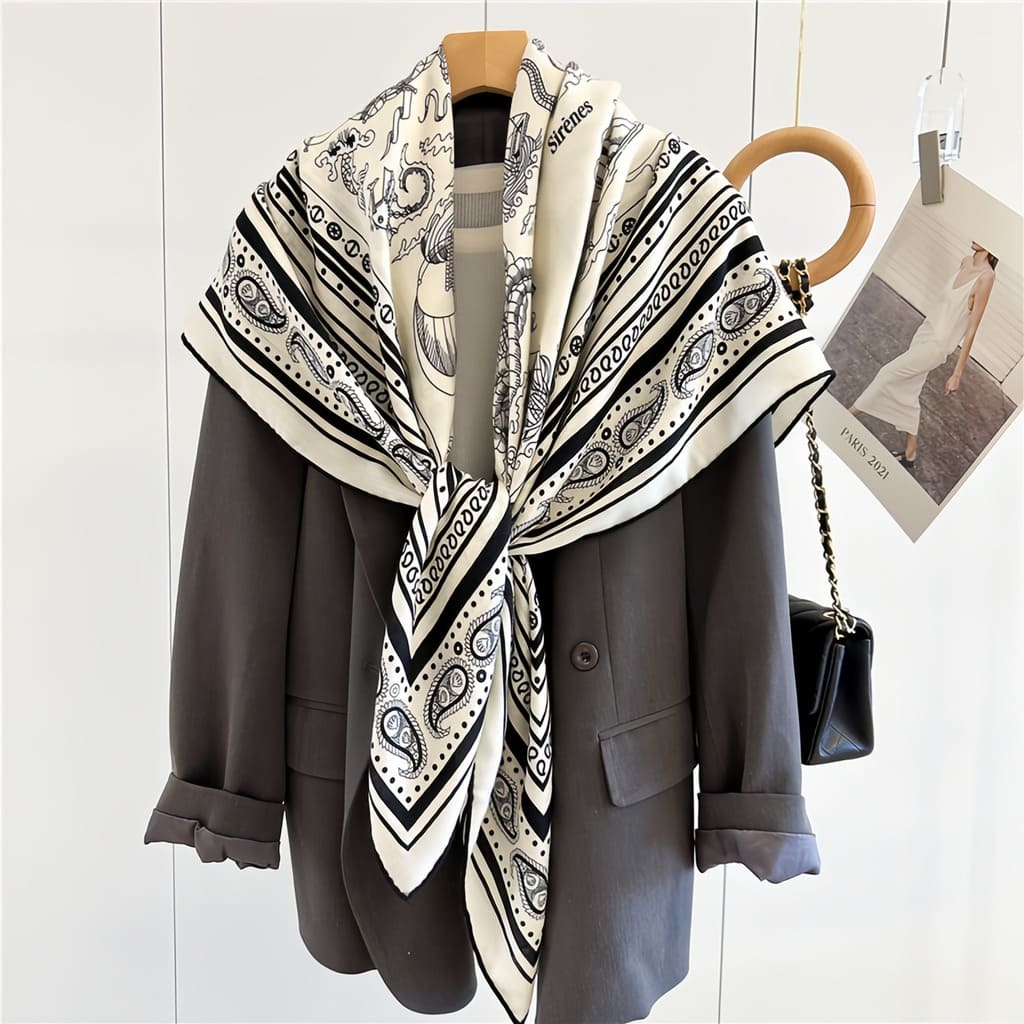 MaraSilk Pure Mulberry Silk-Wool Scarf - Square MS827