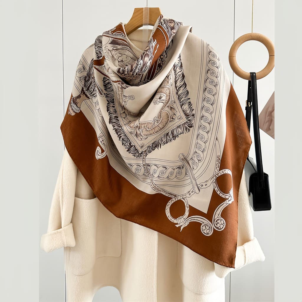 MaraSilk Pure Mulberry Silk-Wool Scarf - Square MS827