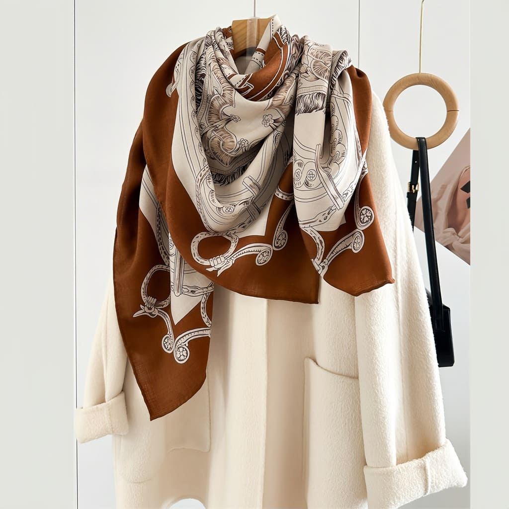 MaraSilk Pure Mulberry Silk-Wool Scarf - Square MS827