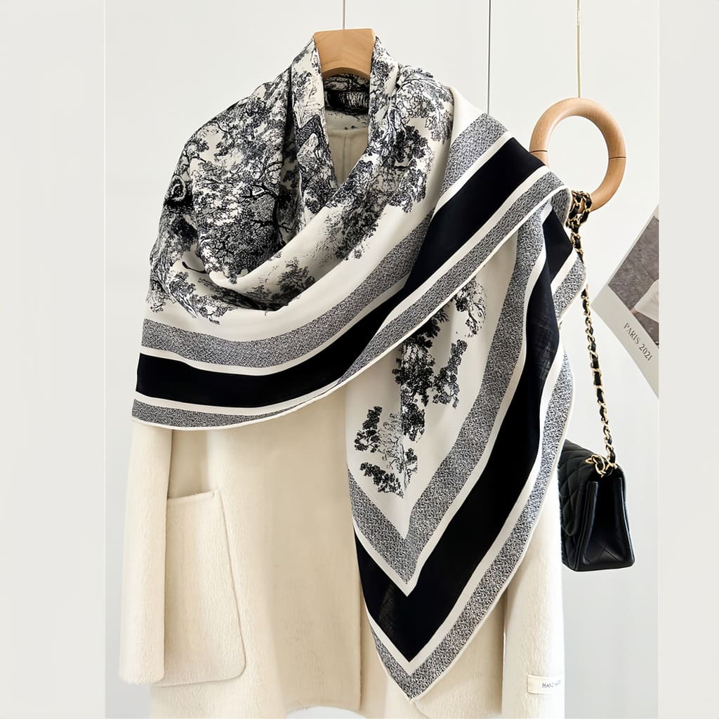 MaraSilk Pure Mulberry Silk-Wool Scarf - Square MS827